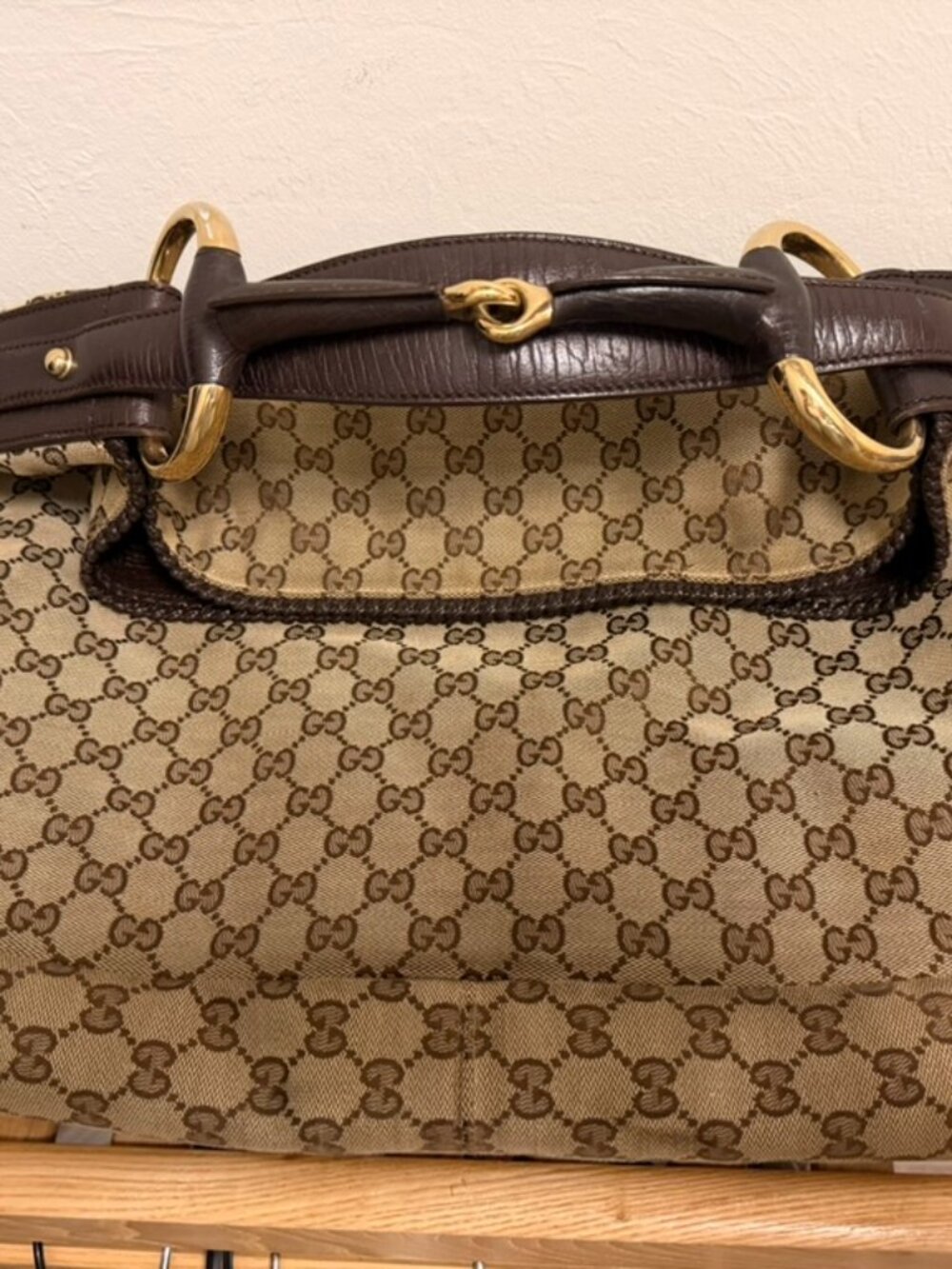 Gucci GG Canvas Horsebit Hobo Black Large Shoulder Bag ID 114900 213317